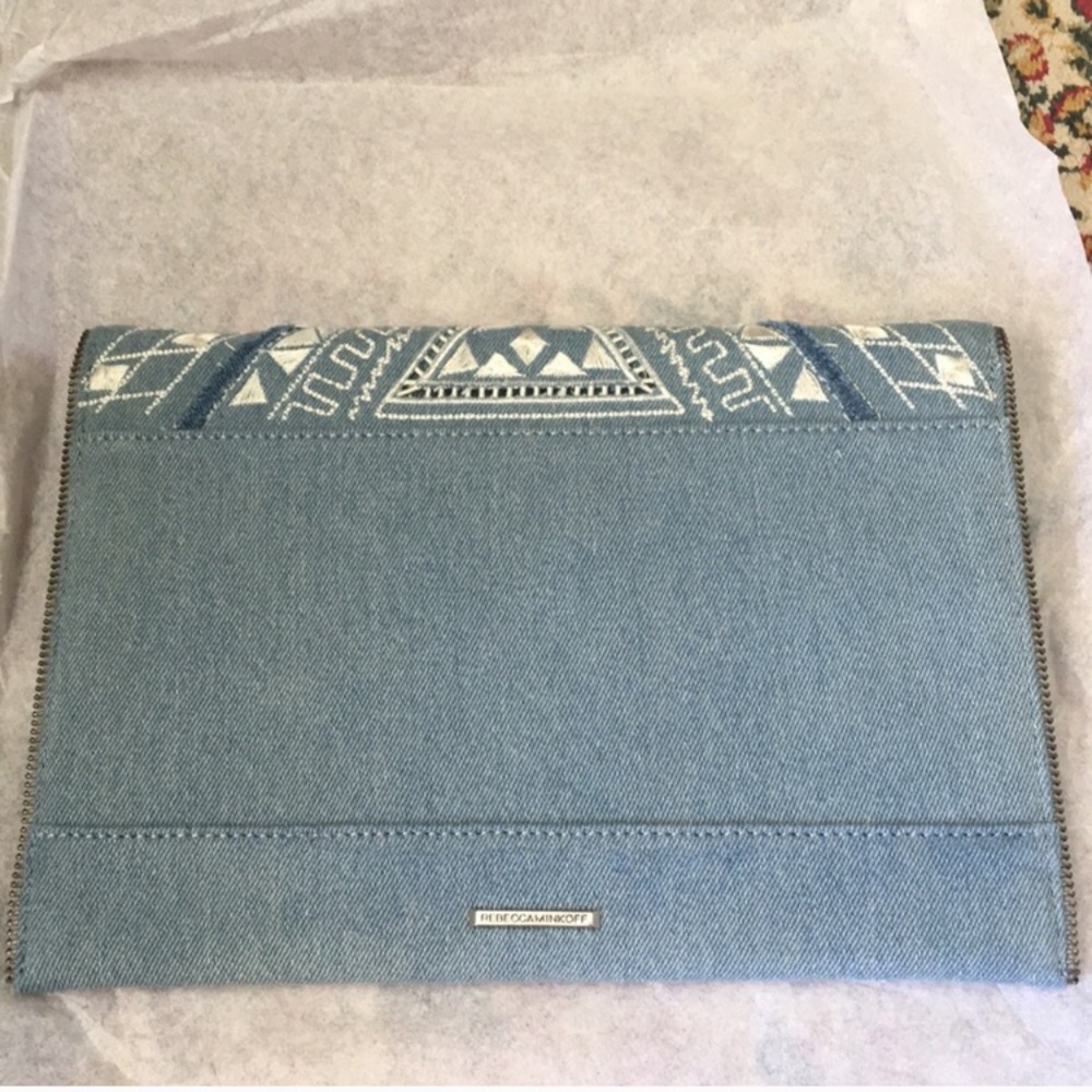 ⭐️SALE⭐️ NWT Rebecca Minkoff Light Denim Clutch - Picture 7 of 8
